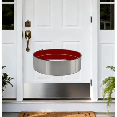 Imagem de Placa de metal para revestimento de base de revestimento de base para portas de parede, armários de cozinha e máquinas de lavar louça - Revestimento protetor antiarranhões (tamanho: 34,4 x 9,9 cm