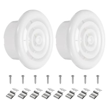 Imagem de PATIKIL Capa de saída de ar redonda de 10 cm, 2 peças de tampas de ventilação de teto com difusor de ar ABS com tela de malha integrada para ventilação de sala de estar, cozinha, escritório, branco