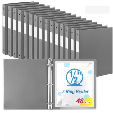 Imagem de Henoyso 48 fichários de 3 anéis redondos de 1/5.1 cm, tamanho carta, 20,3 cm x 28 cm, fichário flexível de plástico, comporta 100 folhas com 1 bolso, organizador versátil para escritório, casa, escola