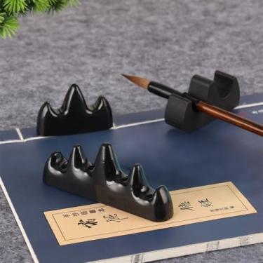 Imagem de 1 peça suporte de pincel de caligrafia suporte de descanso para pincéis canetas pintura a tinta desenho aquarela, preto