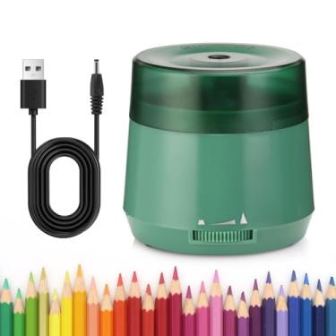 Imagem de Apontador de lápis elétrico, alimentado por bateria USB de alimentação dupla, design portátil para lápis de 6 a 8 mm, uso em casa, escola e escritório (verde)