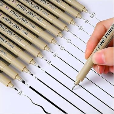 Imagem de JIMMC Kit 12 Canetas Nanquim Fine Point para Desenho Técnico, Mangá, Ilustração e Caligrafia, Ponta Brush, Alta Pigmentação