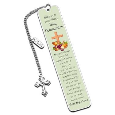 Imagem de Presentes de primeira comunhão para meninas e meninos, lembrancinhas de primeira comunhão, marcadores bíblicos cristãos para mulheres e homens, presentes de batismo para meninas, presente de