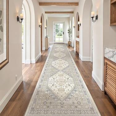 Imagem de Tapete-passadeira 0,7 x 5 m zesthome Lavável, tapete de entrada resistente a manchas, tapete ultrafino, antiderrapante para entrada, cozinha, lavanderia, corredor interno (bege, 0,7 x 5 m)