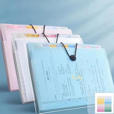 Imagem de Pasta A4 com 12 divisórias expansíveis para documentos, grande capacidade, fechamento elástico seguro, organização portátil para escritório, estudo e uso diário (ALEATÓRIO,1 PEÇA)