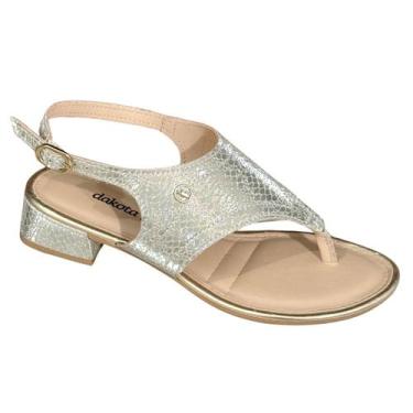 Imagem de Sandália Dakota Feminina Dedo Salto Baixo Bloco Y8962 Cor:Ouro LightTa