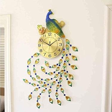 Imagem de Relógio de parede minimalista de mesa de pavão europeu mudo de quartzo para decoração de mesa sala de estar moderno e minimalista