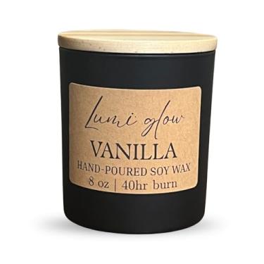 Imagem de Vela perfumada de pote médio - aroma de baunilha revigorante, cera de soja natural, tempo de queima de 40 horas