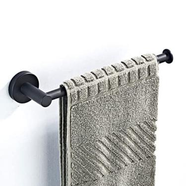 Imagem de Conjunto de acessórios de banheiro preto suporte de escova de vaso sanitário rolo de papel toalha trilho de prateleira de vidro fosco saboneteira gancho de parede rack de secador de cabelo, gancho de