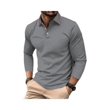 Imagem de Camisa Polo Masculina De Verão Com Manga Longa, Respirável E Confortáv
