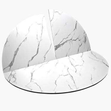 Imagem de Mesa de banquete com tampo de mármore branco, mesa de jantar redonda dobrável sem pernas, mesa de cozinha de madeira à prova d'água, mesa de mesa temporária comercial doméstica (150 cm (59 polegadas))