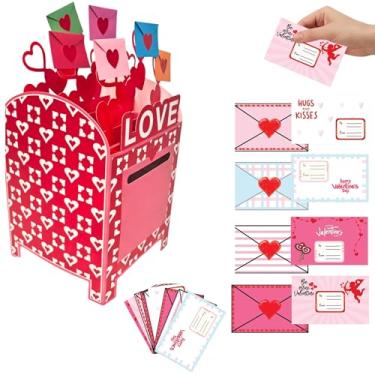 Imagem de 4E's Novelty 28 Pcs Valentines Mailbox with Cards for Kids - DIY Valentine Card Mailbox Envelope Design Box Kit Gift Party Favors with 28 Cards, Valentines Boxes for Kids Fun for Classroom Exchange