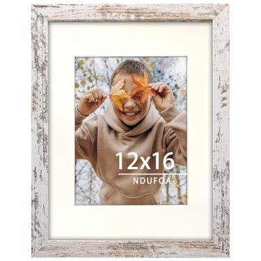 Imagem de NDUFOA Moldura para fotos de 30 x 40 cm, exibição de fotos 21 x 28 cm com tapete ou 30 x 40 sem tapete, moldura de pôster para parede e mesa, branco envelhecido
