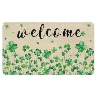 Imagem de aienssfwe Tapete de porta para o dia de São Patrício, tapete de boas-vindas ao ar livre, capacho para porta da frente 76 x 43 cm