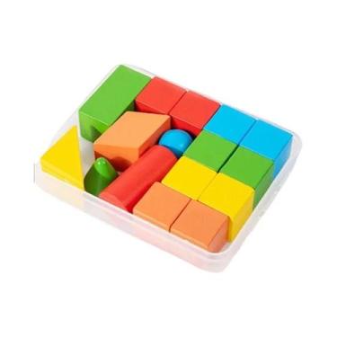 Imagem de Conjunto De Blocos De Construção De Madeira 16 24 38 Peças Brinquedos 