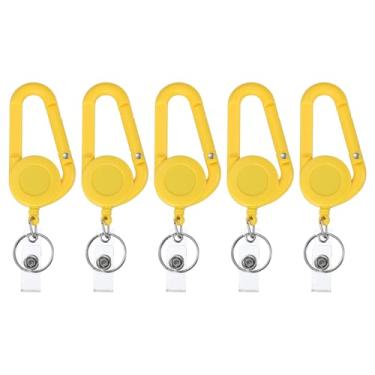 Imagem de PATIKIL Pacote com 5 porta-chaves retráteis clipe de cinto, carretel retrátil para crachá de identidade, carretel de plástico, suporte de crachá, clipe para mulheres, voluntárias, professores