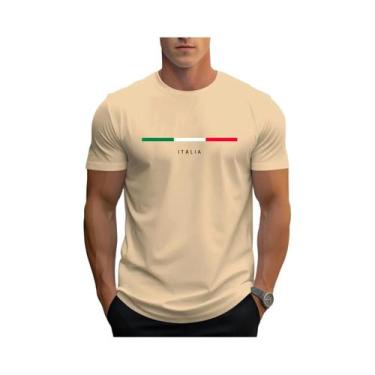 Imagem de Camiseta Casual Masculina De Verão Em Poliéster Com Estampa ITALIA, Go
