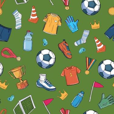 Imagem de VaryFloral Papel de parede de jogos de futebol descasque e cole papel de parede verde com desenho animado futebol para quarto de meninos crianças quarto rabisco esportes papel de contato para gaveta