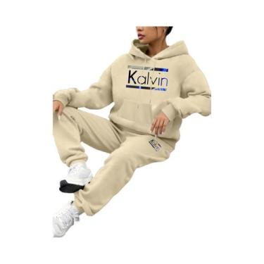 Imagem de Conjunto Esportivo Feminino De Outono Inverno Com Estampa De Letras, E