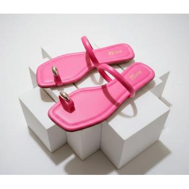 Imagem de Rasteirinha Sandália Feminina de Dedo com aplicação ABS dourado delica