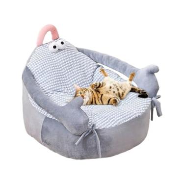 Imagem de Cama de cachorro, sofá de pelúcia para cães e gatos – fofo desenho animado macio para animais de estimação dormindo e aquecimento calmante para piso de canil, sala de estar, quarto, caixa interior