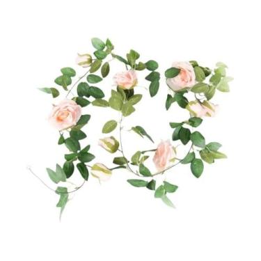 Imagem de Guirlanda Floral Artificial Rosa Pink 2/4m, Cordão De Flores Falsas Pa