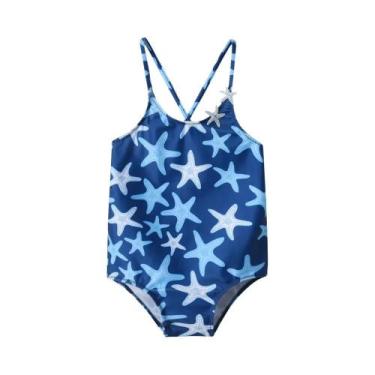 Imagem de Maiô Infantil Estampado De Estrela Do Mar Para Meninas, Roupa De Banho
