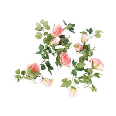 Imagem de Guirlanda Floral Artificial Rosa Pink 2/4m, Cordão De Flores Falsas Pa