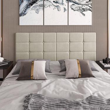 Imagem de Cabeceira Almofadada Bia - Madeira Suede 90cm Areia - Movelove Areia