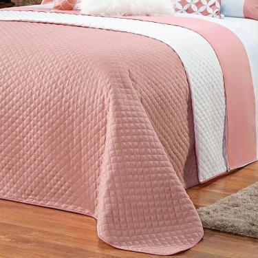 Imagem de Kit Cobre Leito Miami Rosê/Branco Dupla Face King 06pçs