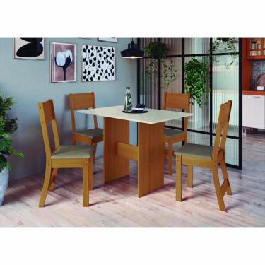 Imagem de Conjunto Mesa De Jantar 108cm Com 4 Cadeiras Multimóveis CR50203 Cacau Freijó-off White-cacau