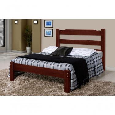 Imagem de Cama de Casal Veneza de Madeira Maciça Tauari Mogno