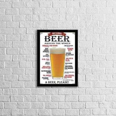 Imagem de Quadro Beer Around The World 45X34Cm Com Vidro Moldura Preta