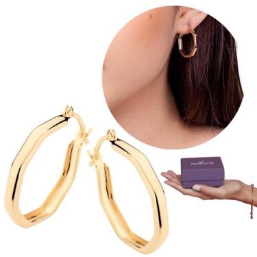 Imagem de Argola Rommanel Ouro 18k Banhada Elegante Brinco Feminino 520903