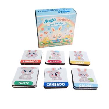 Imagem de Super Jogo da Memória 6 pares Pascoa para Autistas as Emoções do Coelh