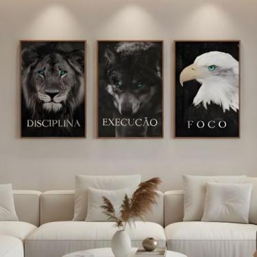 Imagem de Kit 3 Quadros Disciplina Execução Foco Motivação Moldura - Zarco Inter