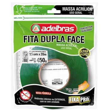Imagem de Fita Dupla Face Massa Adesiva Fixa PRO 9,5MM X 20M Adelbras