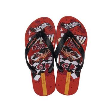 Imagem de Chinelo de dedo Ipanema Hot Wheels Go Infantil Meninos, Vermelho, Pret