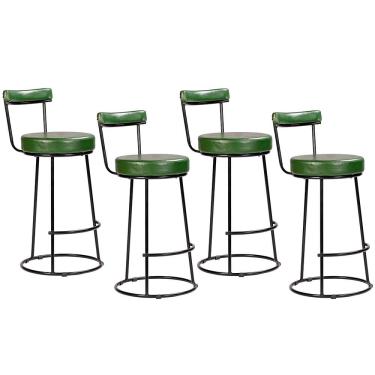 Imagem de Kit 04 Banquetas Alta Para Cozinha Área Gourmet Miami Couríssimo Verde - Desk Design