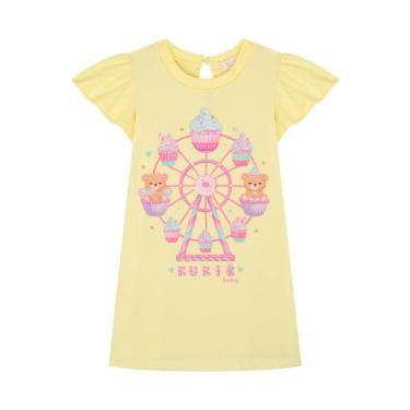 Imagem de Vestido Curto Bebê Amarelo Malha Roda Gigante Kukiê-Feminino