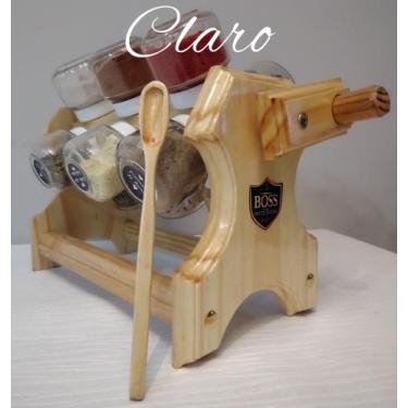 Imagem de Porta tempero com 12 potes + colher dosadora - BOSS - Arte Madeira, Cl