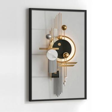 Imagem de Quadro com Moldura e Acrilico Cristal Vidro Geométrico Moderno para Sa