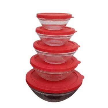 Imagem de Conjunto 5 Potes Redondo Hermético De Vidro Com Tampa