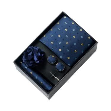 Imagem de Conjunto De Acessórios Para Terno Masculino Com Estampa Cinza: Gravata