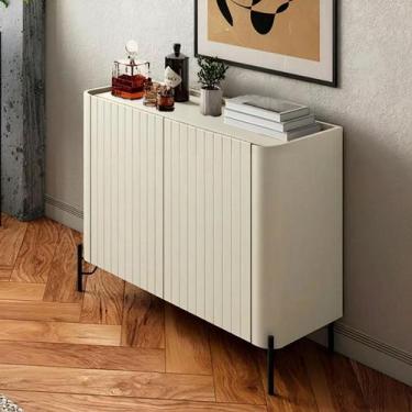 Imagem de Balcão Buffet 98,5cm p/ Sala Porta Brise 100% MDF Pés Metal - Casa Lar