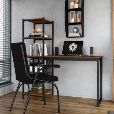 Imagem de Escrivaninha Modelo Fit Com Prateleiras MDF e Aço Resistente - Bragala