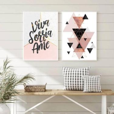 Imagem de Kit 2 Quadros Decorativos Viva, Sorria, Ame 24X18Cm