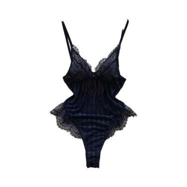 Imagem de Pijamas Femininos Pretos Com Decote Em V E Renda, Lingerie Sexy Transp