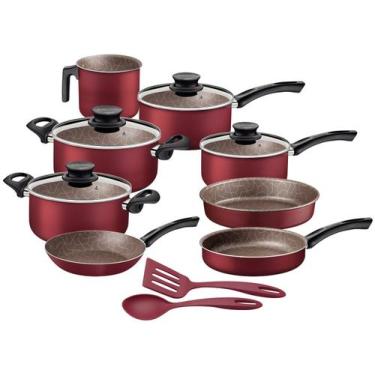 Imagem de Jogo De Panelas Paris Alumínio Revestimento Antiaderente 10 Peças Verm
