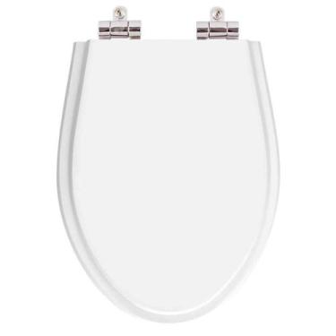 Imagem de Assento Sanitário Poliester Soft Close Oval Alongado Branco para vaso 